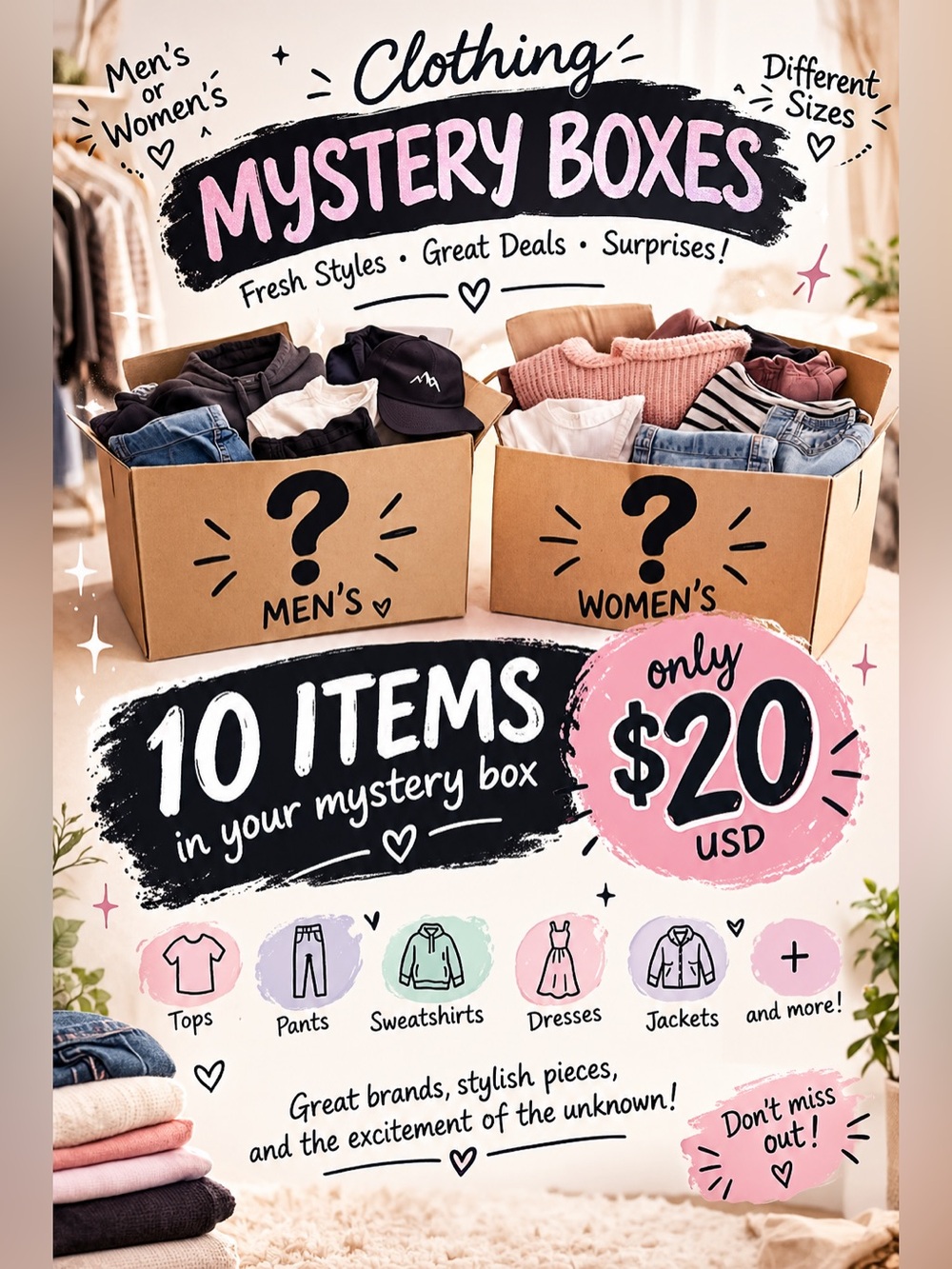 Women's Pink Mystery Box - Assorted Clothing & Accessories